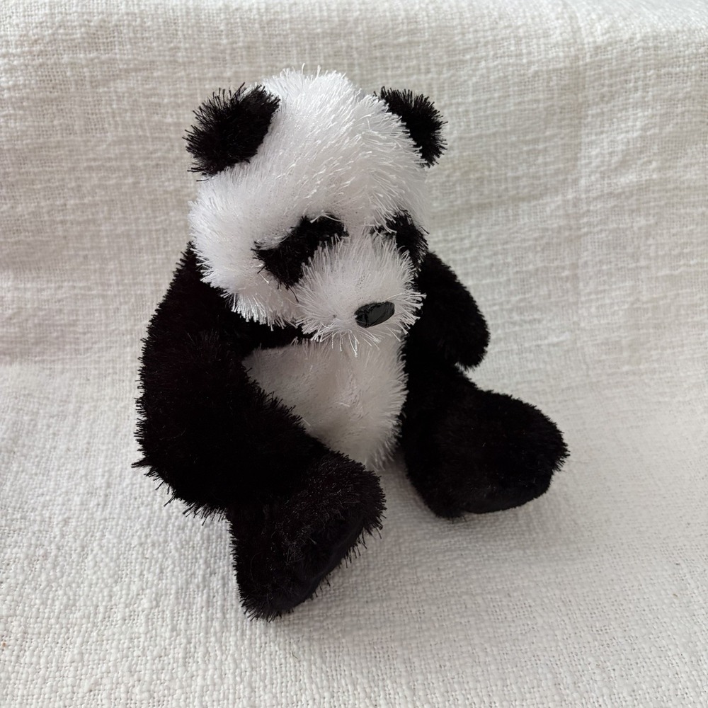 Ganz Webkinz Panda Bear Plush Black White Sitting Stuffed Animal No Code